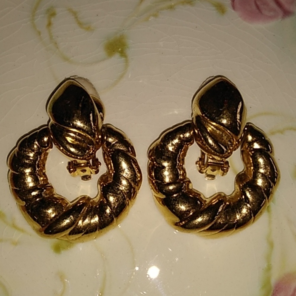 Essex clip on earrings gold tone